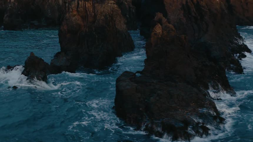 A footage of rocks in the sea