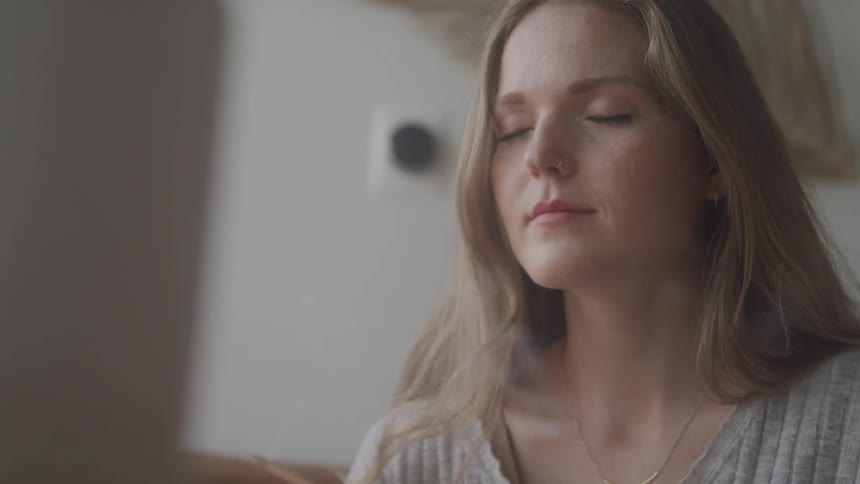 A footage of a lady thinking