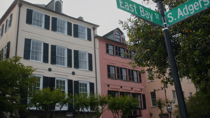 Apartment buildings are on the corner