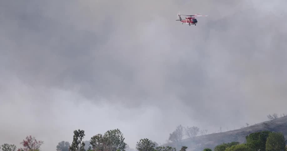 A footage of an helicopter flying