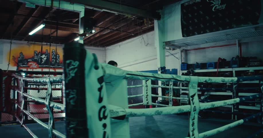 A woman is punching in the ring