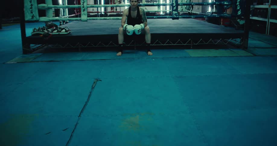 A footage of a female boxer in the gym