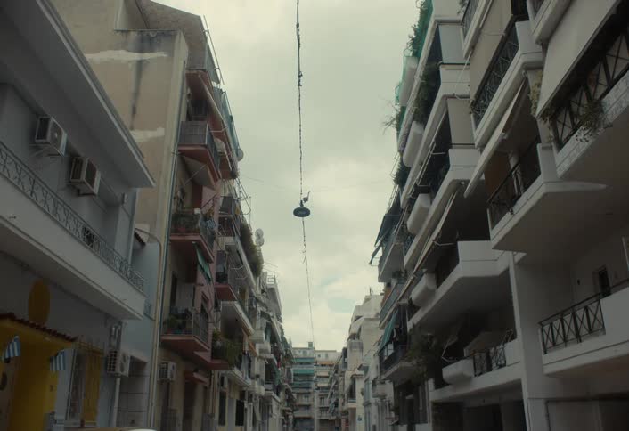 A footage of apartments in a neighborhood