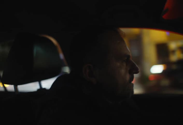 A footage of a man driving