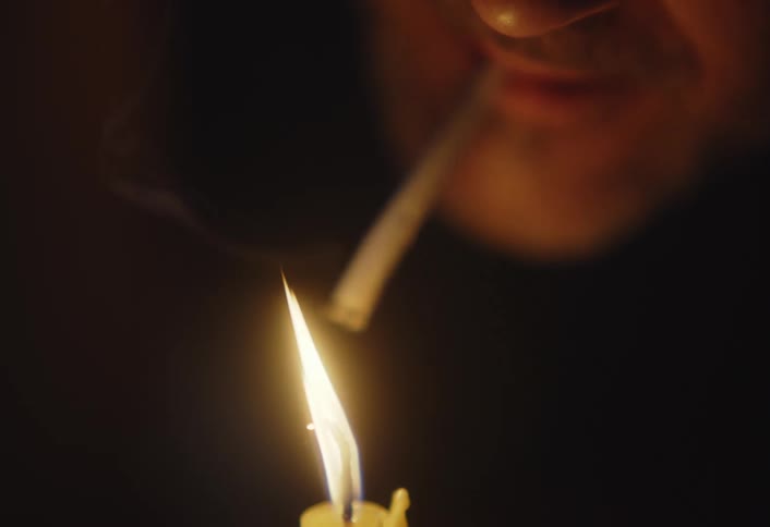 A footage of a person smoking