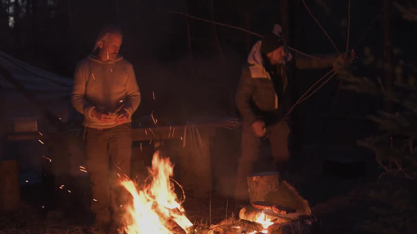 A footage of men cooking