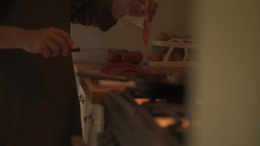 A footage of a man cooking