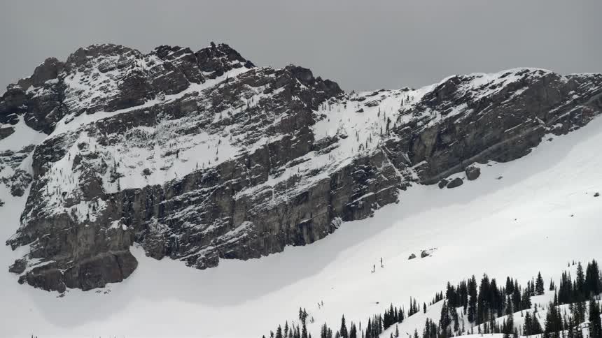 Snow covered rocky mountains