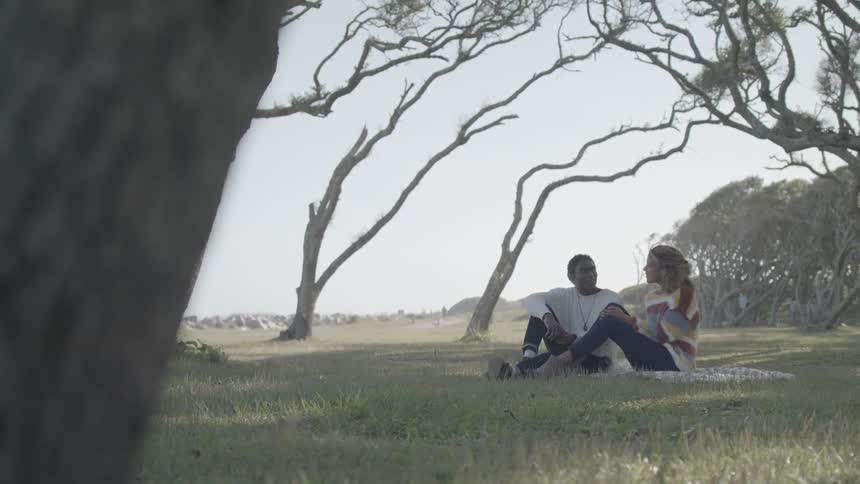 A footage of a couple having a picnic at a reserved area