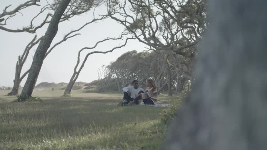 A footage of a couple having a picknick out in the nature