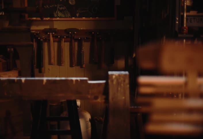 The shop is full of woodworking tools