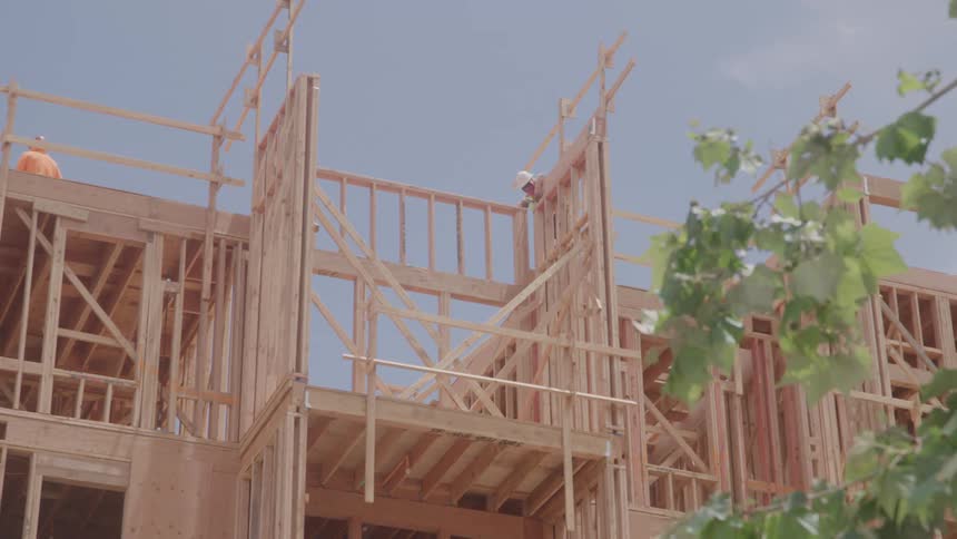 A footage of people working at a construction site