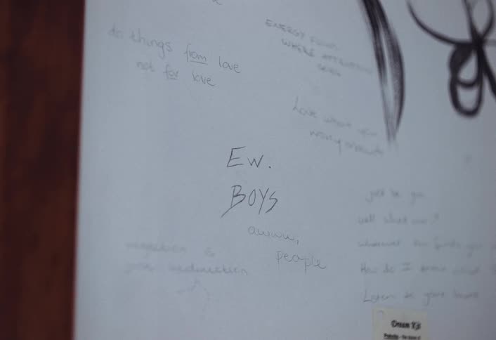 A footage of a person writing
