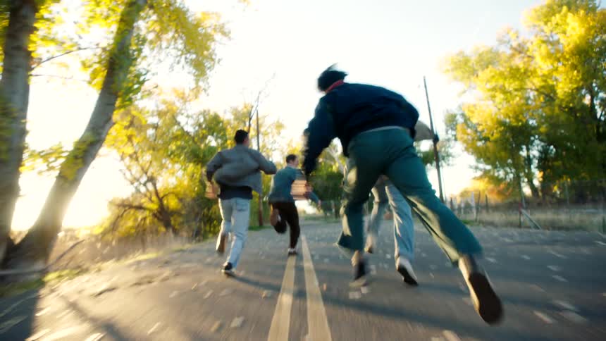 A footage of boys running