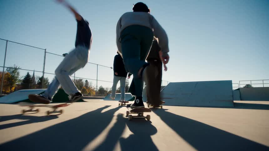 A footage of boys skateboarding