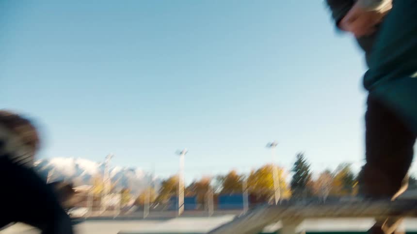Teenagers play around on the ramp