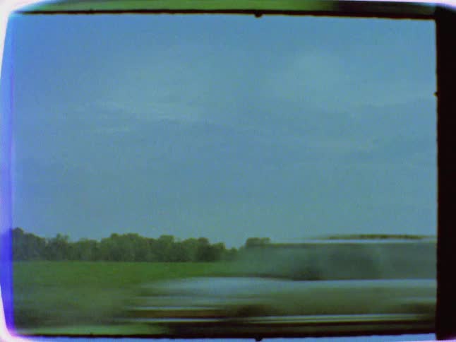 A long green field leads to trees ahead