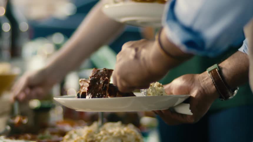 A footage of a person serving a food