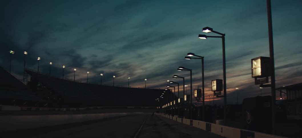 View of a car track on a dark dawn