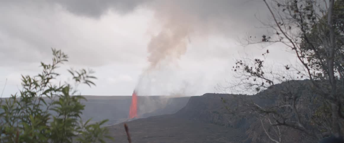 Landscape of a natural lava event from an erupting volcano