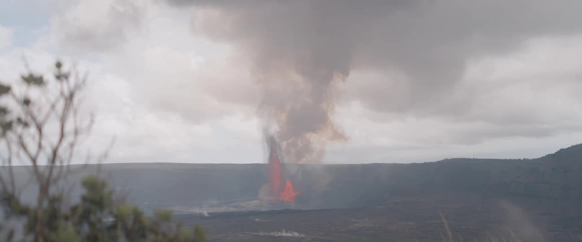 Natural scene of an erupting volcano