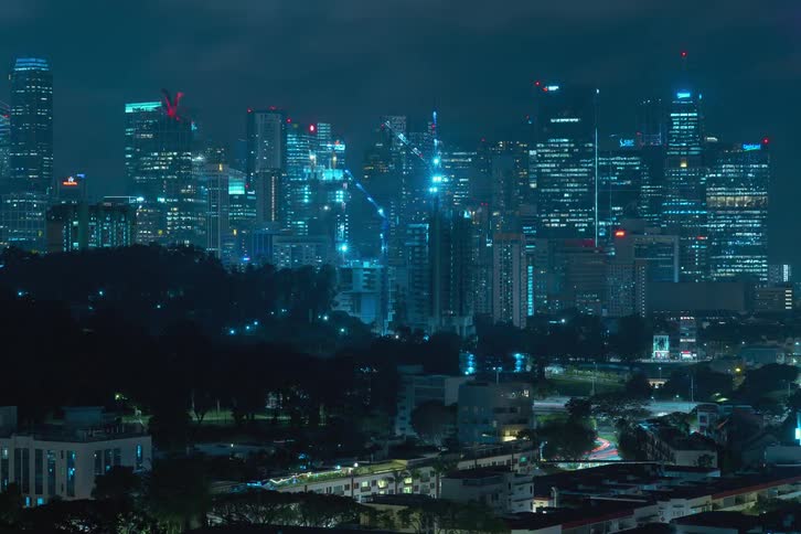 Skyscrapers are built over time in the city