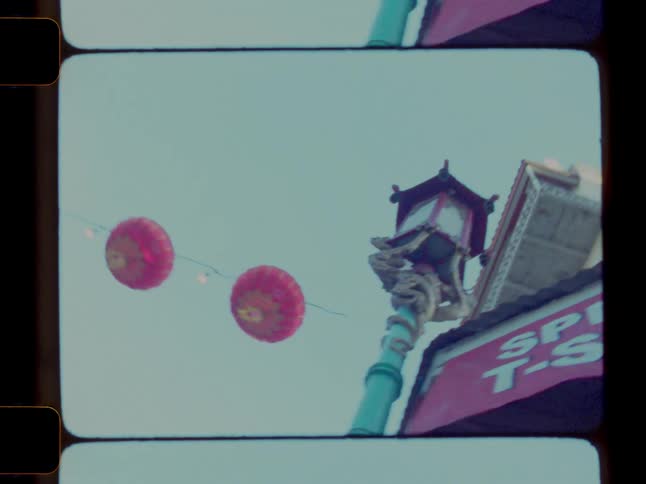 Decorations hang on the buildings