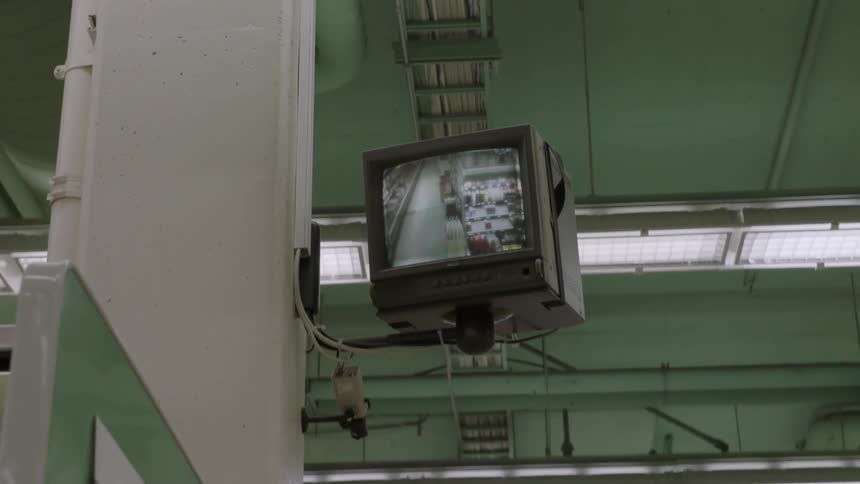 Tv camera at a grocery store