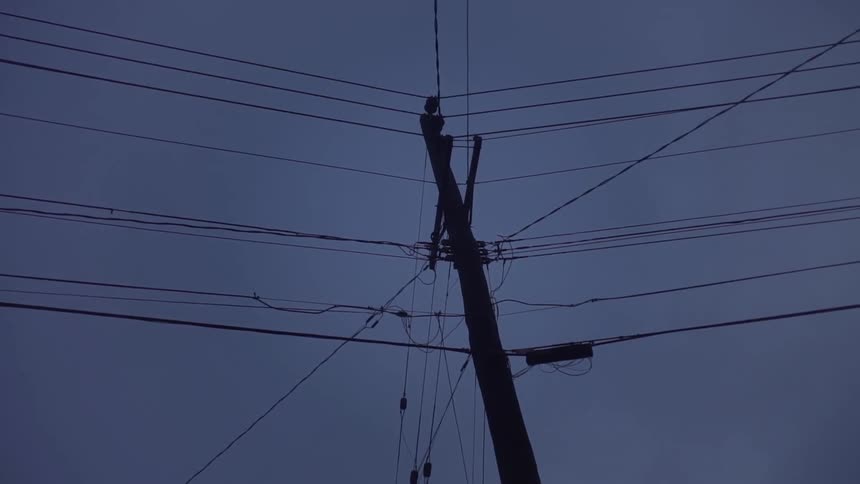 View of telephone pole and power lines