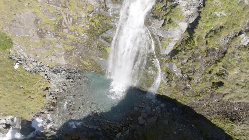 Aerial view of a steep waterfall