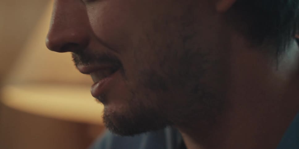 Side portrait of a man talking