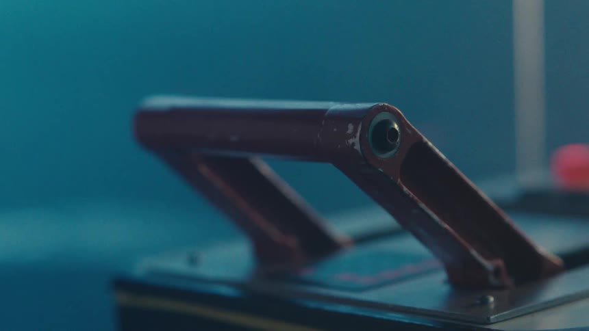 A footage of a metal lever