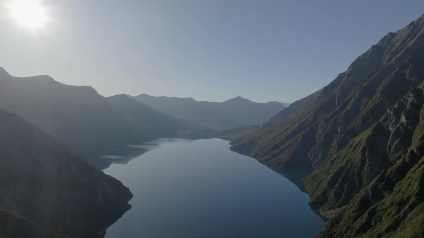 Natural scenery of a lake surrounded by mountains