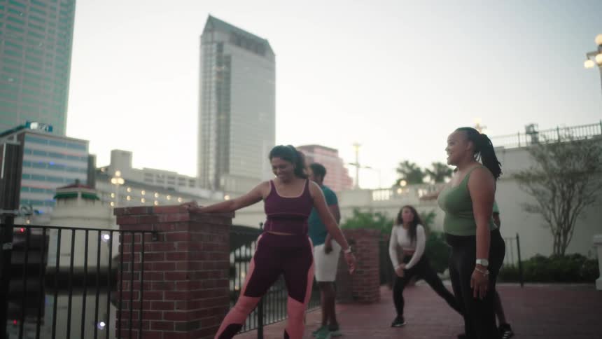 A footage of people having a lot of exercise