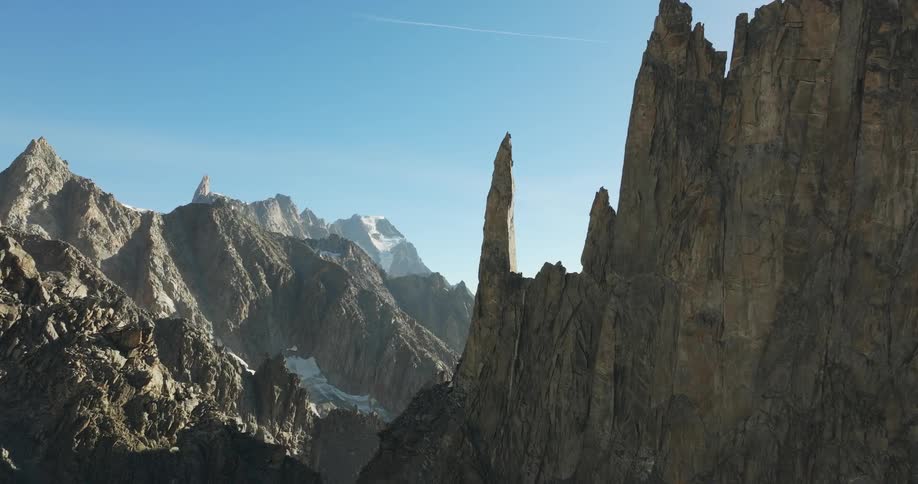 Panorama of large mountains with cliff