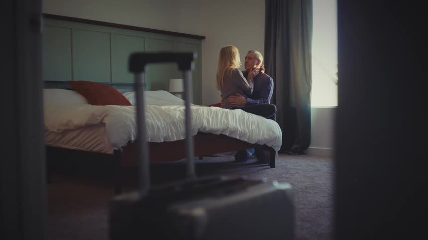 A footage of a man and a woman having a romantic moment
