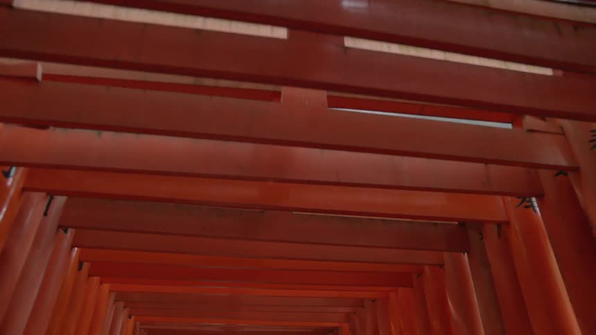 Red arches of a walk through