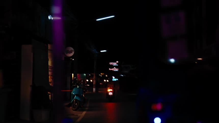 On a busy in the city at night