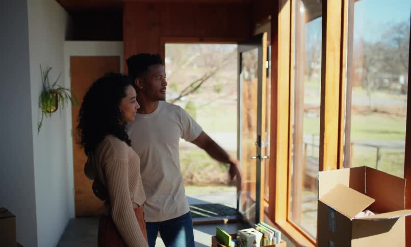 A footage of a couples checking out a new house