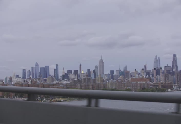 View of a seaside metropolis on a cloudy day