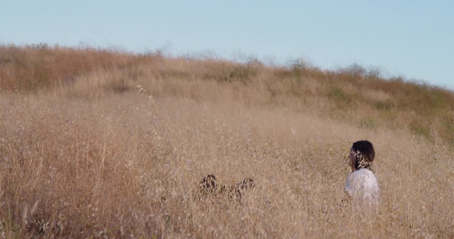 Two people in the middle of reeds outdoors
