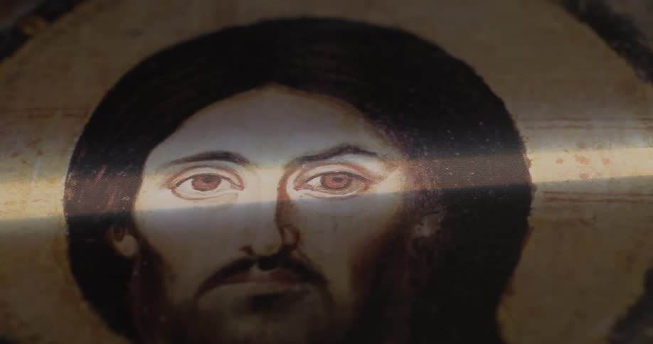 Close up of a surface with the artistic face of jesus christ