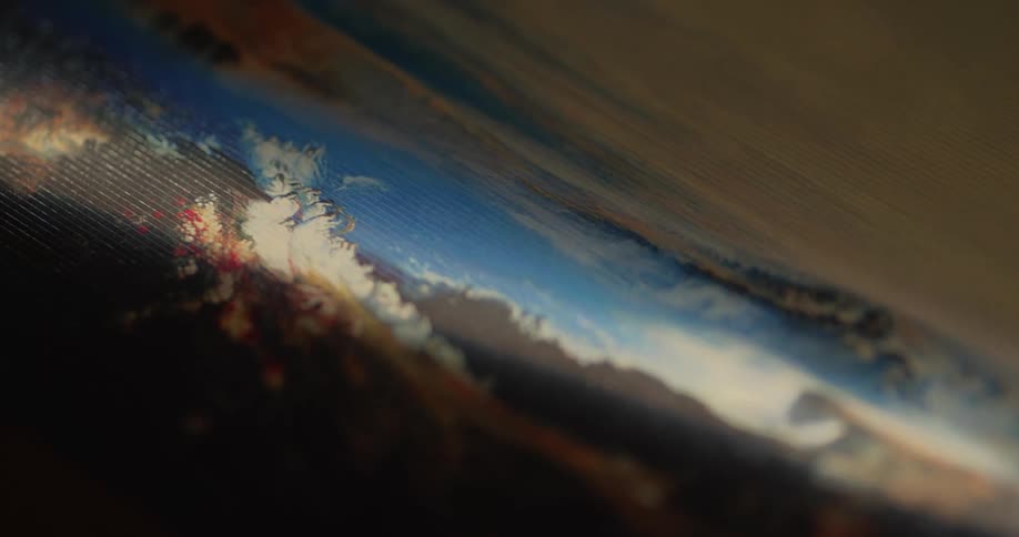 A close up of a painting of the sky