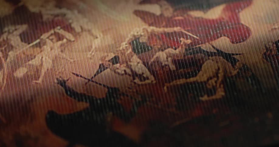 Close up of an artistic surface with a war drawing
