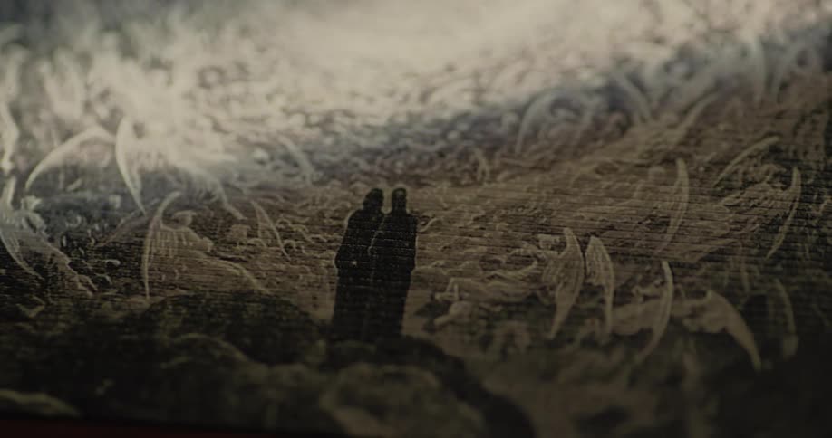 A painting is in the dark