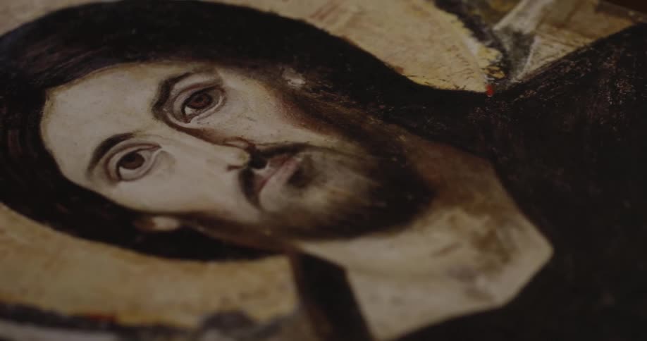 A painting is portrait of a man