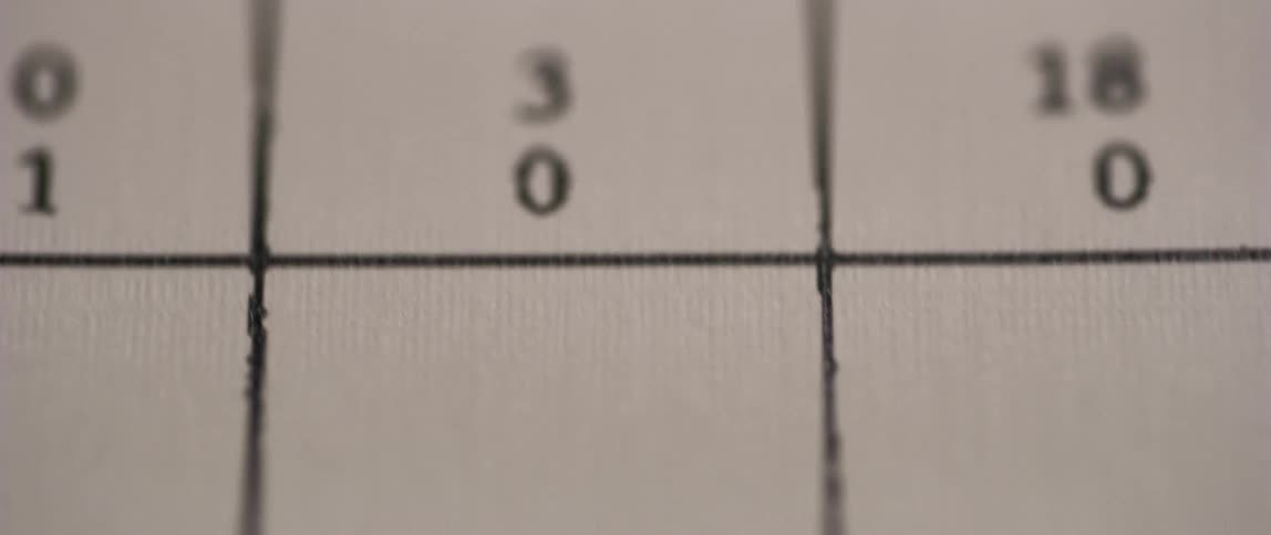A paper with numbers and a scoring system are shown
