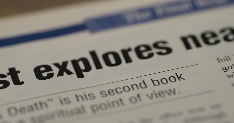 A publication has a big headline at the top