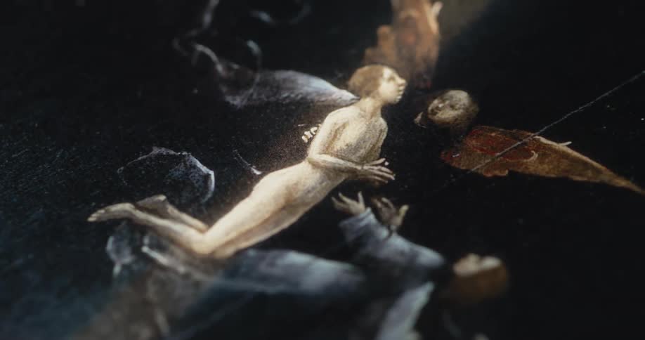 The ray of light shows a painting inside