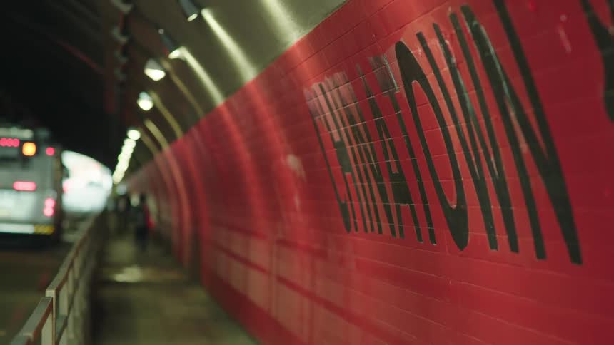 A footage of a tunnel walkway